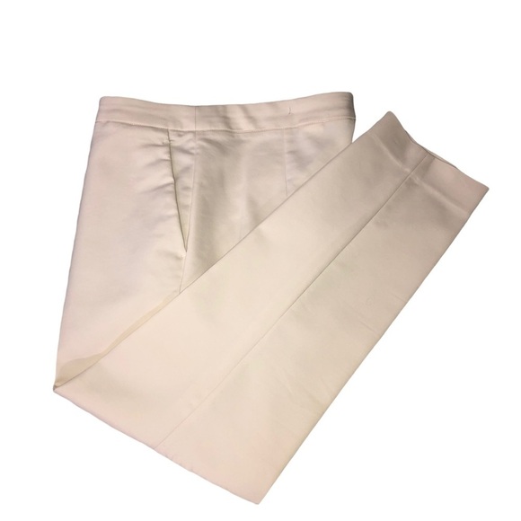 H&M Stretch Ivory Ankle Flat Front Pants Sz 8 - Picture 1 of 9